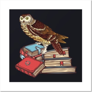 Books Owl Wisdom Reading Posters and Art